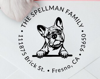 Custom French Bulldog Self-Inking Address Stamp