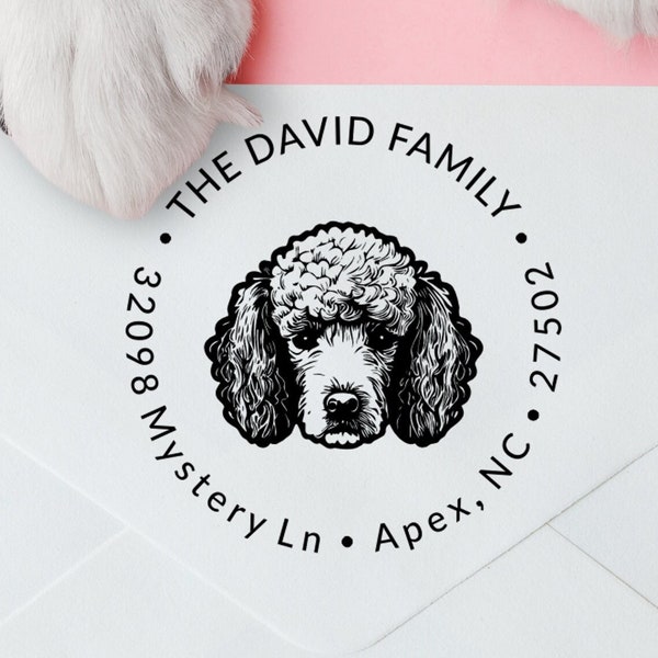 Custom Poodle Stamp | Poodle Custom Self-Inking Stamp | Custom Poodle Address Stamp | Dog Stamp