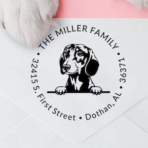 Custom Dachshund Address Stamp: Self-Inking Dog Stamp