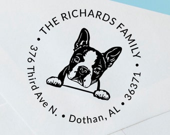 Custom Boston Terrier Stamp | Boston Terrier Custom Self-Inking Stamp | Custom Boston Terrier Address Stamp | Dog Stamp