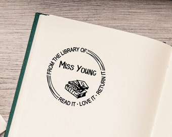 From The Library Of Stamp | Book Stamp | Librarian Stamp | Read It Stamp | Love It Stamp | Return It Stamp | Library Self Inking Stamp