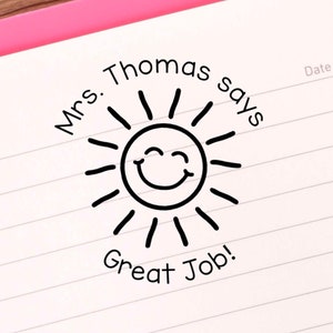 Tampon Sun Teacher | Tampon soleil enseignant personnalisé | Tampon personnalisé pour salle de classe | pour professeur personnalisé | Tampon soleil personnalisé