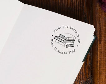 From The Library Of Book Stamp | Round Book Stamp | Round Library Stamp | Library Self Inking Stamp | Custom Library Stamp | Librarian Stamp