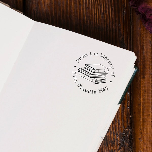 From The Library Of Book Stamp | Round Book Stamp | Round Library Stamp | Library Self Inking Stamp | Custom Library Stamp | Librarian Stamp