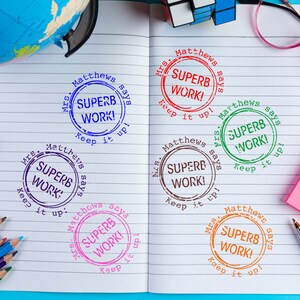 Tampon personnalisé « Superbe travail » de professeur | Superbe tampon de travail personnalisé pour professeur | Tampon personnalisé Continuez votre bon travail | Tampon professeur personnalisé