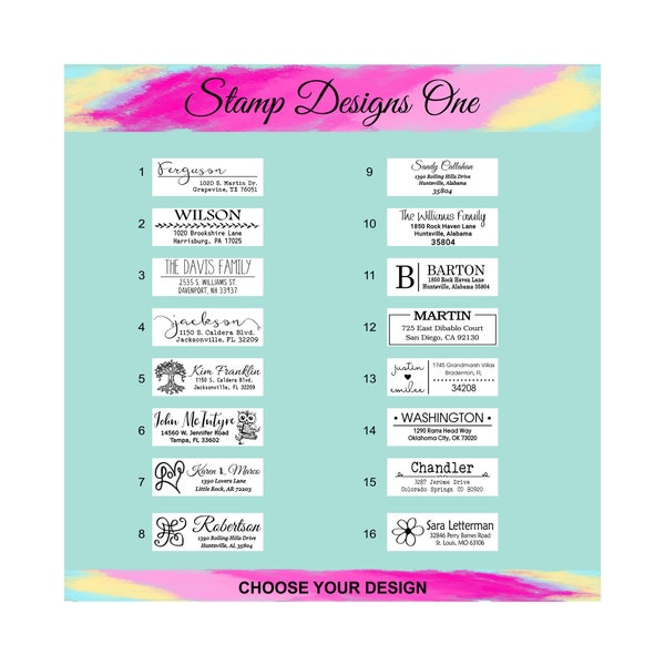 Choose Your Design Address Stamps | Personalized Self-Inking Stamp | Medium or Large | Wedding | Housewarming Gift