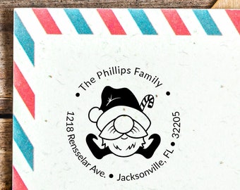 Gnome Christmas Address Stamp | Holiday Gnome Self-Inking Address Stamp | Gnome Address Stamp | Christmas Address Stamp