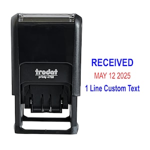 Trodat 4750 Timbre dateur reçu | Dateur auto-encreur personnalisé | Texte personnalisé du dateur de réception | Dateur personnalisé à encrage automatique | Dateur de bureau