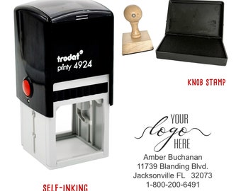 Square Logo Adress Stamp | Custom Logo Address Stamp | Your Logo Address Stamp | Your Brand Address Stamp