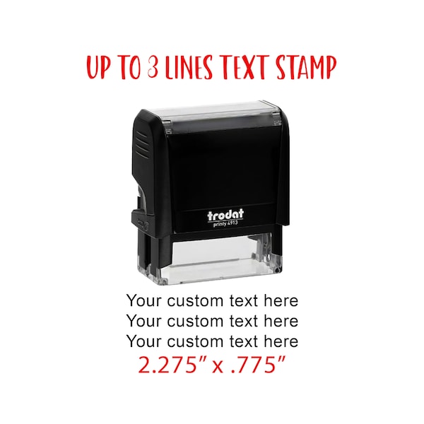 Your Custom Text Medium Rectangle Stamp | 2.275" x .775" Size | Self-Inking Rectangle Stamper | Trodat 4913 Small Rectangle Stamp