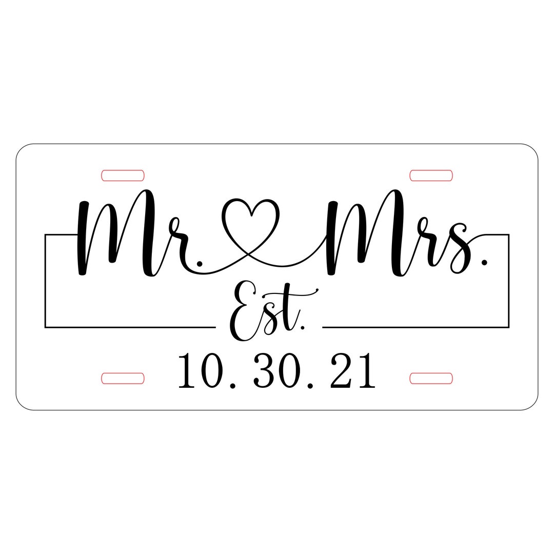 Custom Wedding License Plate Wedding License Plate Personalized Wedding