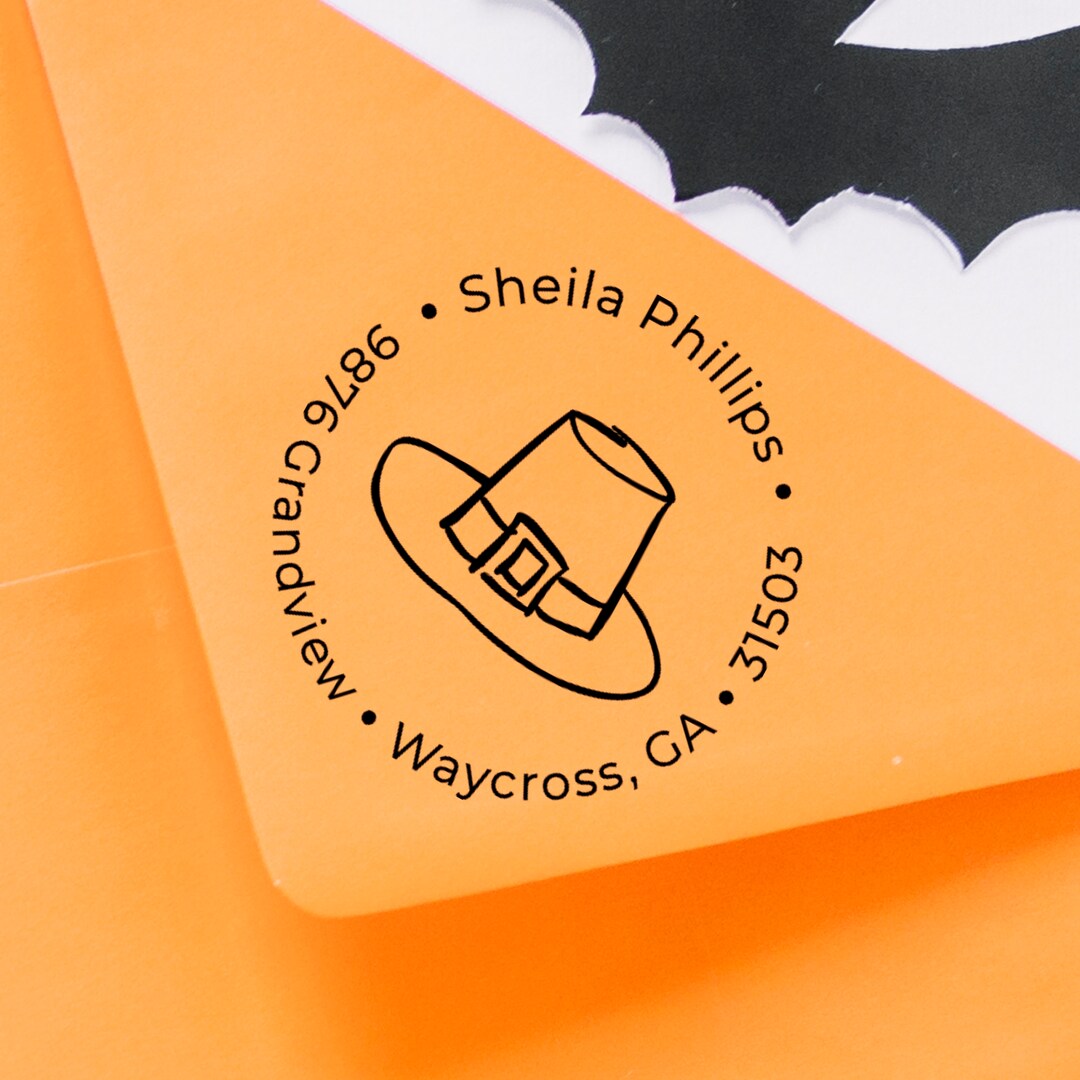 Personalized Pilgrim Top Hat Fall Stamp Pioneer Address Selfinking
