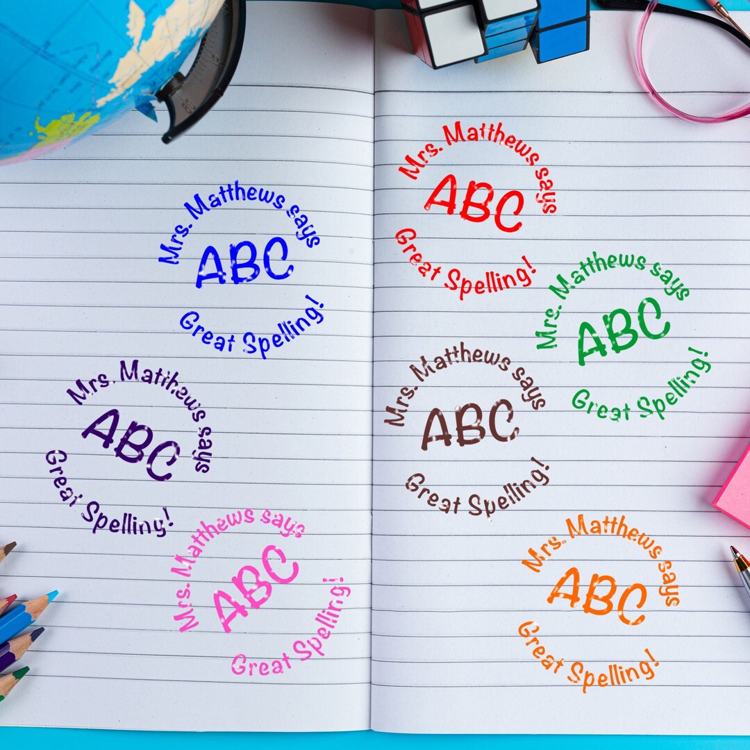 Teacher Great Spelling Personalized Stamp Custom Teacher Etsy
