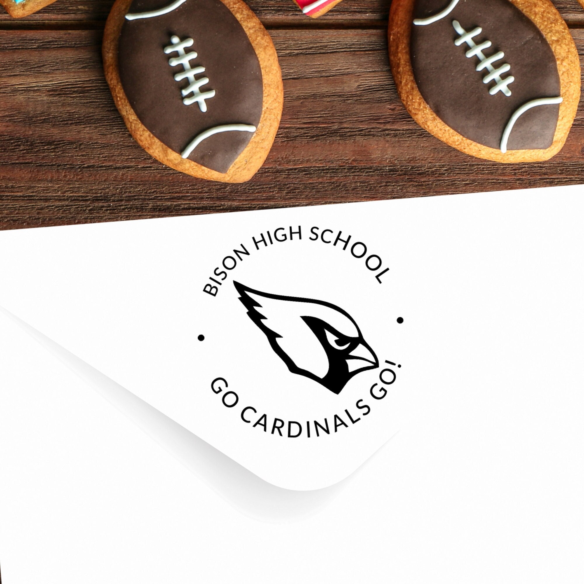 Custom Cardinals Mascot Address Stamp | Personalized Self-Inking or Wood Handle | School Spirit Return Address Stamp