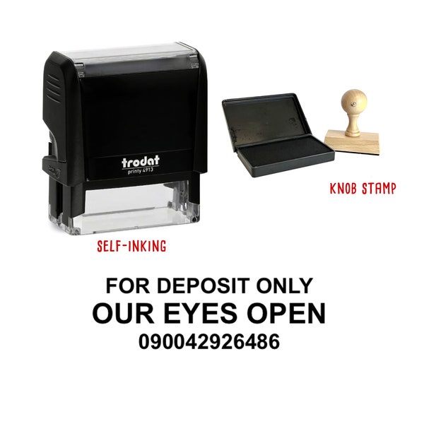 Bank Deposit Small Rectangle Stamp | 2.275" x .775" Size | Self-Inking Rectangle Stamper | Trodat 4913 Med Rectangle Stamp | Personalized