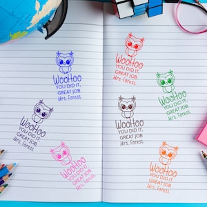 Tampon personnalisé Hibou WooWhoo | Tampon hibou enseignant personnalisé | Tampon personnalisé hibou | pour professeur personnalisé | Tampon Hibou WooWhoo