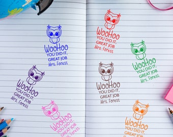 WooWhoo Owl Personalized Stamp | Custom Teacher Owl Stamp | Owl Custom Stamp | Teacher Stamp Custom | WooWhoo Owl Stamp