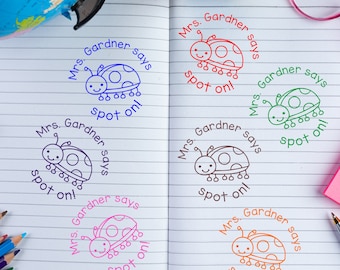 Personalized Teacher Ladybug Stamp: Custom Classroom Stamp