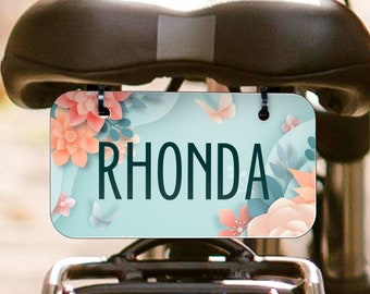 Floral Customized Bicycle License Plate | Personalized Bike Flower Name License Plate | Personalized Floral Bicycle Name License Plate
