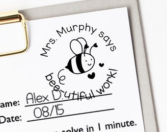 Personalized Teacher Bee Stamp: Custom Classroom Stamp
