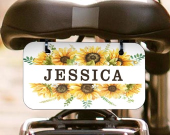 Sunflower Bicycle License Plate | Personalized Sunflower Name License Tag | Sunflower Birthday License Plate | Sunflower Bike Name Plate