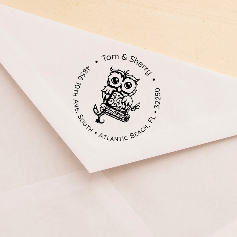 Owl Address Stamp Custom Owl Address Stamp Vintage Owl Stamp Bird Lovers Owl Address Stamp Personalized Owl Address Stamp image 6