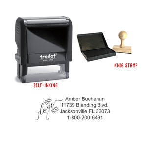 Custom Logo Address Stamp: Trodat 4914, Self-Inking or Knob