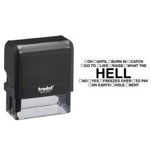 Funny Hell Office Stamp | Trodat 4914 Stamp | Funny Gag Gift Stamp | Self-Inking Rectangle Stamper | Funny Office Stamp | Business Card