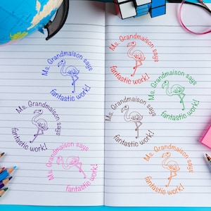 Teacher Flamingo Personalized Stamp | Custom Teacher Flamingo Stamp | Classroom Custom Stamp | Teacher Stamp Custom
