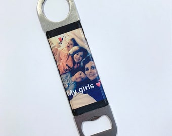 Personalized Photo Bottle Opener: Stainless Steel Groomsmen Gift