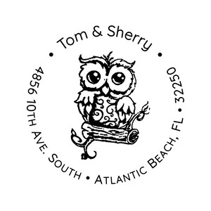 Owl Address Stamp Custom Owl Address Stamp Vintage Owl Stamp Bird Lovers Owl Address Stamp Personalized Owl Address Stamp image 4