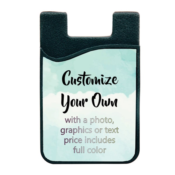 Custom Phone Wallet | Card Phone Caddy | Personalized | Your Photo | Logo | Screen Cleaner