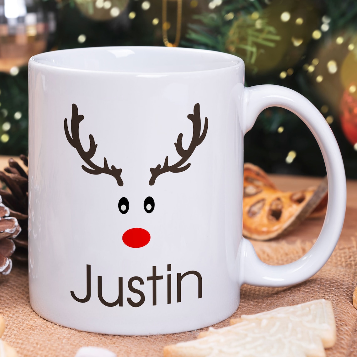 Custom Reindeer Coffee Mug Custom Christmas Reindeer Mug  Etsy