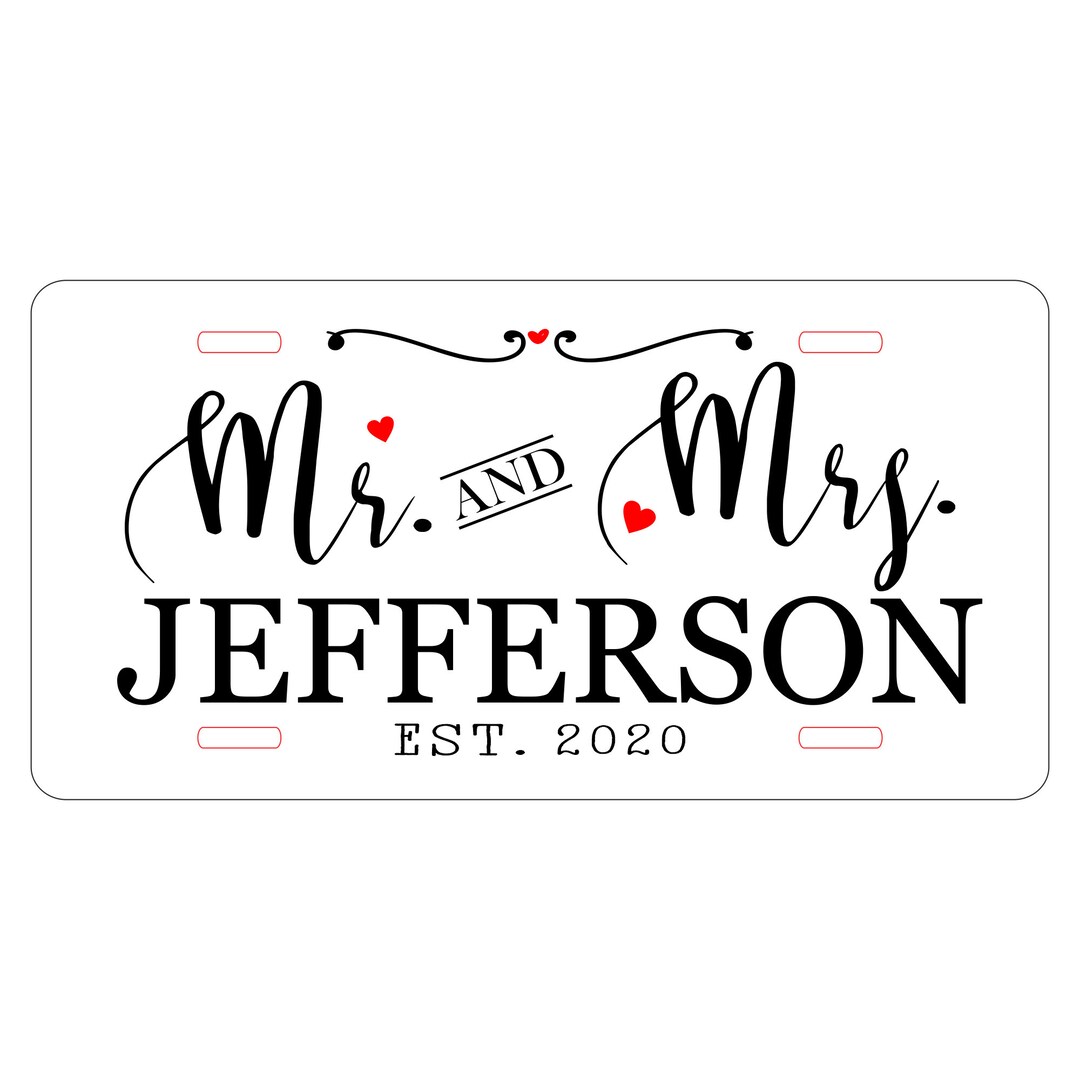 Custom Wedding License Plate Wedding License Plate Personalized Wedding