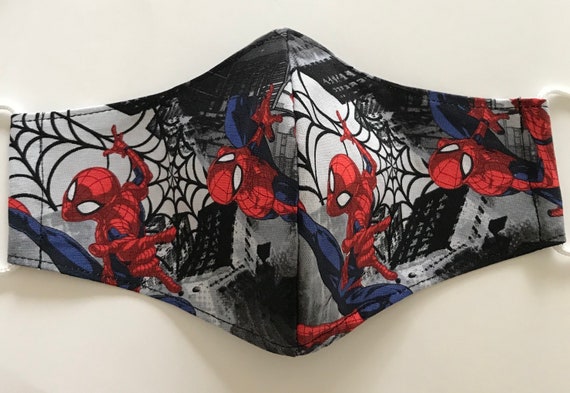 3 Layer Spider-Man Face mask with Filter Pocket and adjustable | Etsy