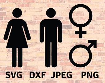 Gender Symbols SVG - Female Male Silhouette File Cricut - Genders ClipArt Transparent - Toilette Figure Digital - dxf png jpeg Female Decal
