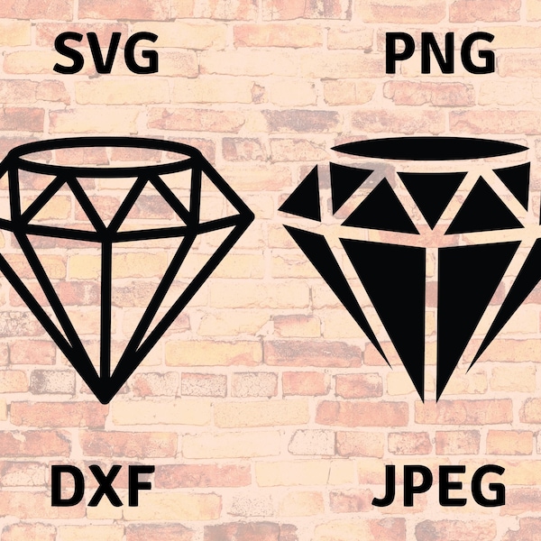Diamond SVG - Diamond Silhouette - Diamond  Cut File Cricut - White Black Diamond Transparent ClipArt Transparent - Download dxf png jpeg