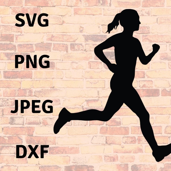 Woman Runner SVG - Runners Cut File Cricut - Runner Woman ClipArt Transparent - Runners Silhouette Digital - dxf png jpeg Running Decal