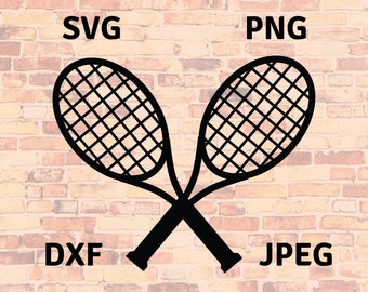 TennisSchläger SVG - Tennis Digital Download - Schläger transparent Hintergrund - Tennis Schläger Silhouette geschnitten Datei - Svg Dxf Png jpg