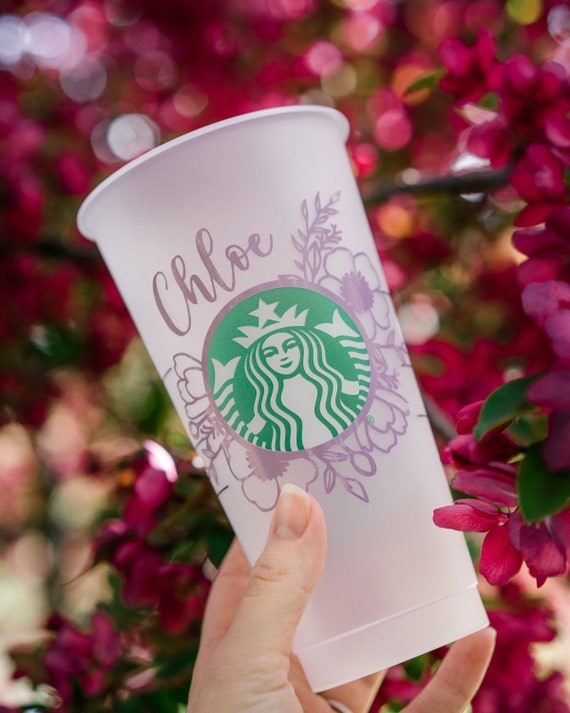 Download Floral Starbucks Cold Cup Hand Drawn Flower Coffee Cup Etsy