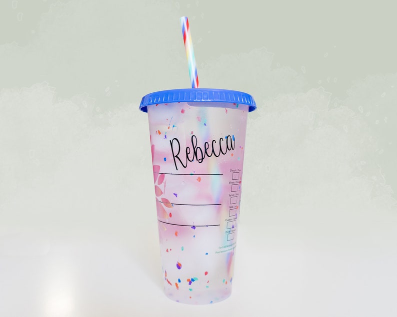 Flowers Flower Vinyl Coffee Cup Custom Gift Name Personalized Tumbler Custom Starbucks Reusable Cup SUNFLOWER Starbucks Cold Cup
