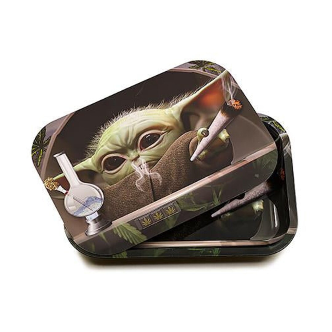 BABY YODA Metal Rolling TRAY With Matching Lid Joke Gift Roll Tray for Your Rolling