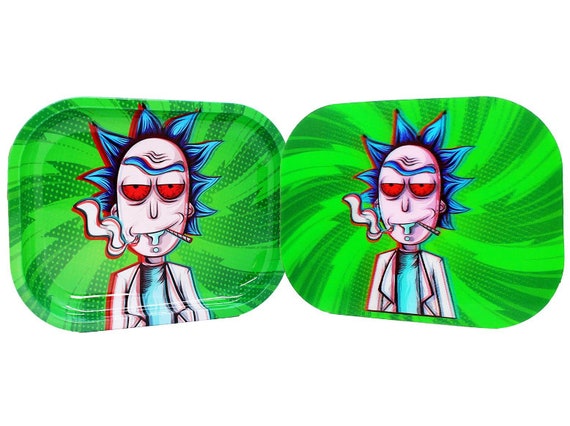rick and morty tobacco tin Rick & Morty Metal Rolling Tray – Blurry Rick, Magnetic Lid