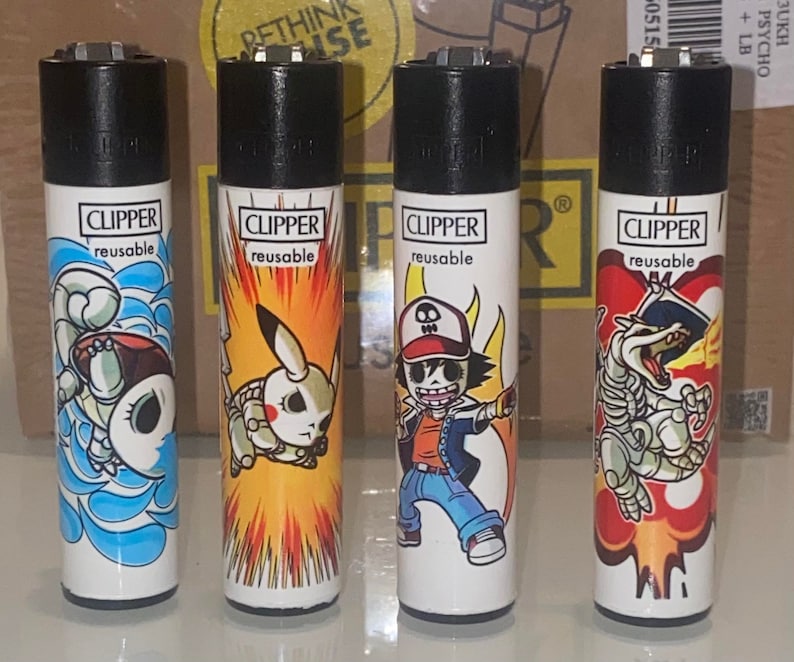 POKEMON 'ATAQUE' Skeleton CLIPPER Lighters - Buy Individual Lighters or Whole Set - Unique Funny Cool Lighter Clippers collection set 