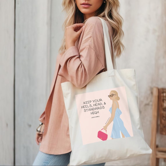 Buy Fashion Chanel Coco Chanel Keep Your Heels Head and Standards High Tote Tote Bag Totebag Quote Online in India Etsy