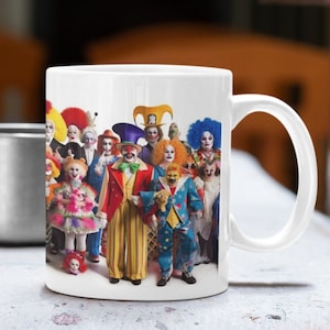 Classic Clown Mug for a Quirky Morning Cuppa: This eye-catching porcelain clown mug combines vintage design with modern functionality.