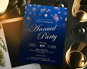 Editable Annual Company Party Invitation | Corporate Invitation Template | Business Awards Night Invite | Printable | Corjl ADAP