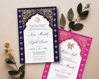Editable Indian Wedding Invitations Bundle | Hindu Wedding Invite | Traditional and Mehndi Card | Printable | Instant Download | Corjl IWMB
