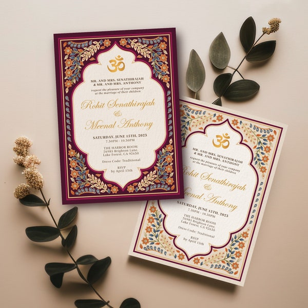 Paquete de invitaciones de boda indias editables / Invitación de boda hindú / Tarjeta tradicional y Mehndi / Imprimible / Descarga instantánea / Corjl IWMB