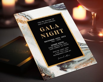 Editable Gala Party Invitation | Gala Fundraiser Banquet Invitation | Business Corporate Awards Night Invite | Printable | Corjl GDGN